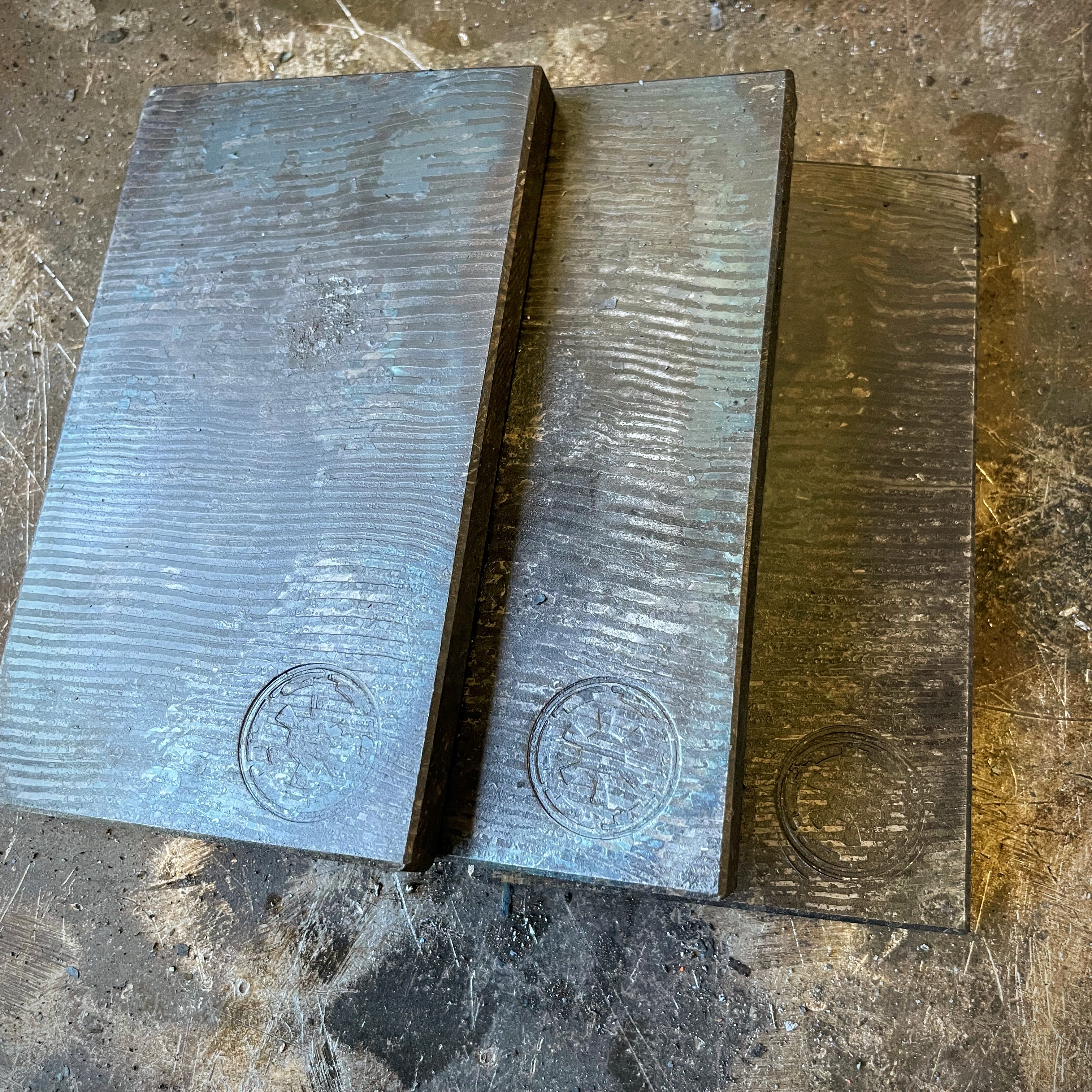 Beskar ingots after hot stamping and heat treatment