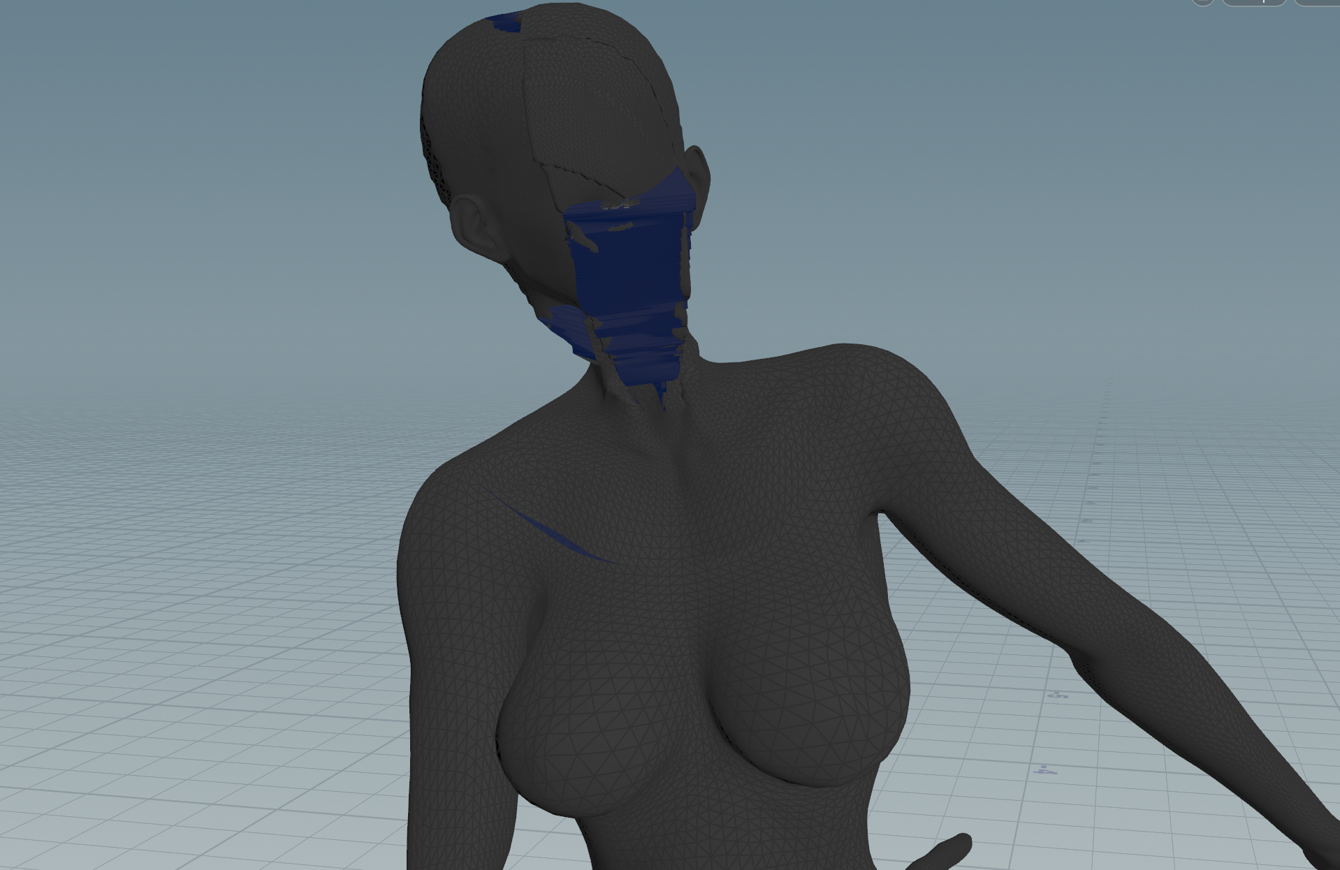 Using PointDeform to match the border of the face mesh with the body.