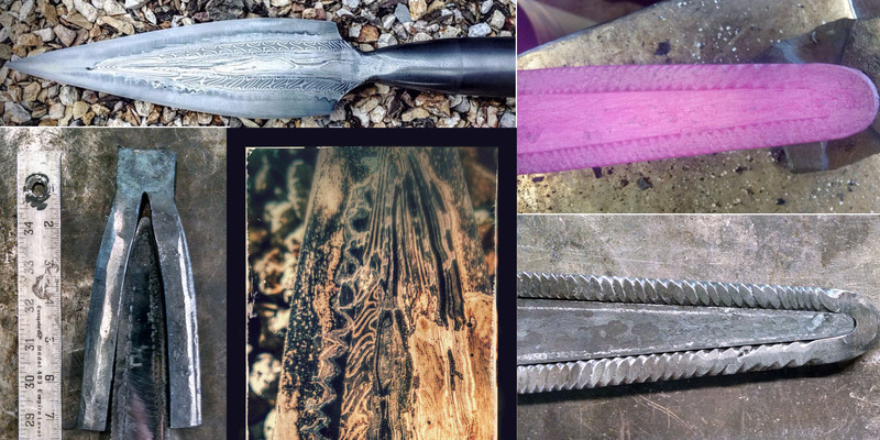 A collage of image from producing a wolf tooth spear